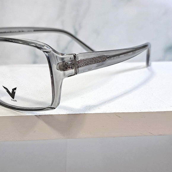 Made USA Rx'able eyeglass frame gray crystal glasses full rim men NEW 58-15-140 - Picture 5 of 5